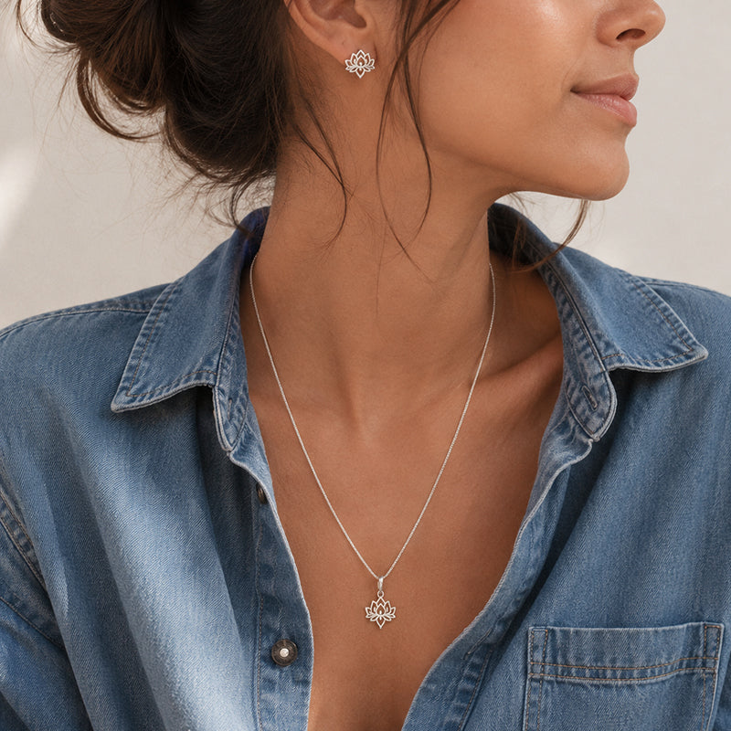 Conjunto Collar + Aros Flor de Loto