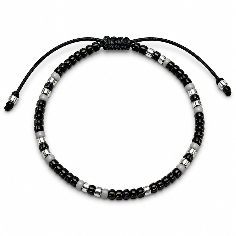 Pulsera Mostacillas Grises / Negro