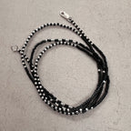 Pulsera Mostacillas Miyuki Negro/Plata