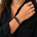 Pulsera Mostacillas Miyuki Negro/Plata